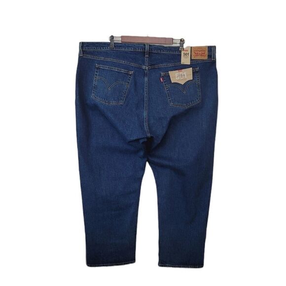 Levi's Original 501 High Rise Straight Leg Cropped Plus Size Denim Blue Jeans - Picture 3 of 12